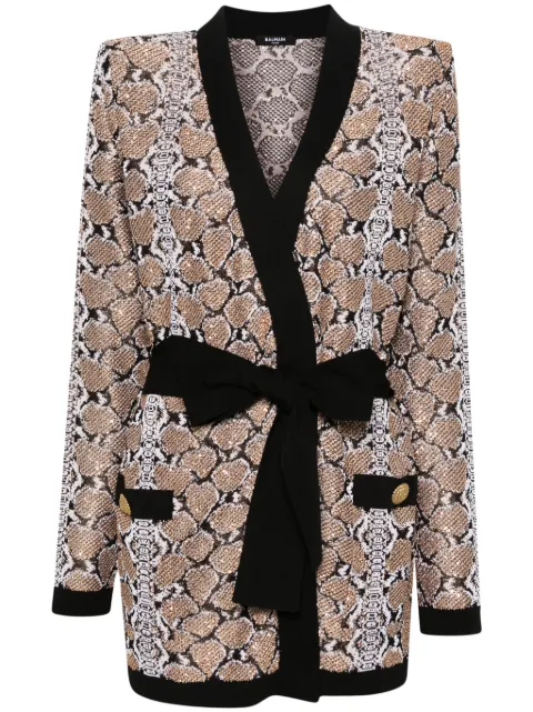 Balmain python-pattern cardigan Brown CF1KN002KF73