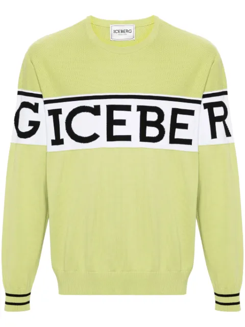Iceberg jacquard-logo cotton sweatshirt Green A0057604