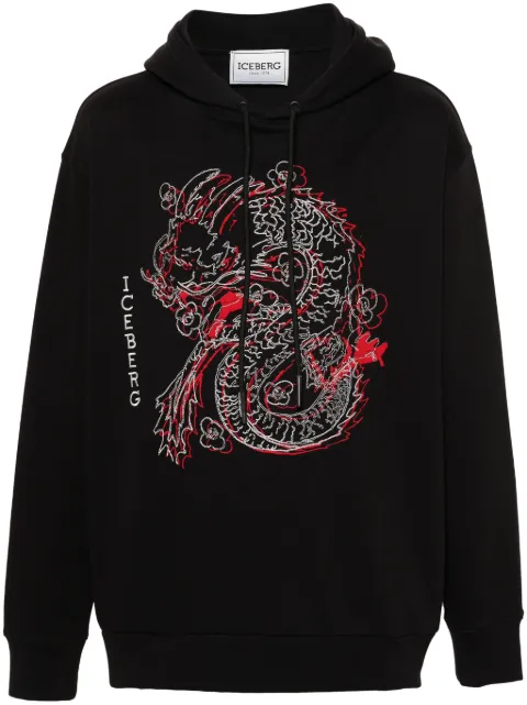 Iceberg embroidered-design hoodie Black E100631C