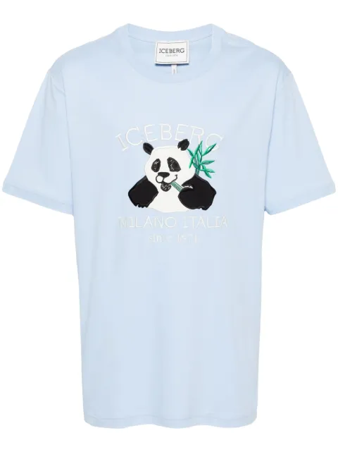Iceberg embroidered-logo cotton T-shirt Blue F02763076402