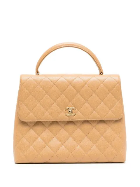 CHANEL Pre-Owned 2001 diamond-quilted tote bag Neutrals CHANELBEIGEKELLYBAG