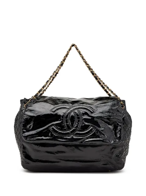 CHANEL Pre-Owned 2006 Jumbo CC-stitch flap chain shoulder bag Black CHANELBLACKPATENTTOTE