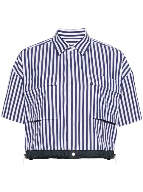 sacai striped cotton cropped blouse Blue 2407161