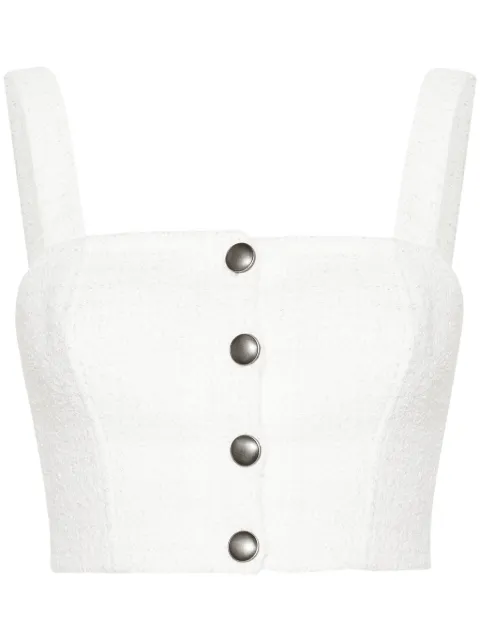 Alessandra Rich checked tweed crop top White FABX3648F4244