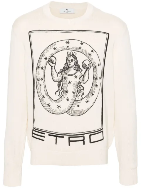 ETRO motif-embroidered cotton jumper Neutrals MRKF0003AC233