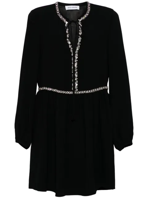 Dice Kayek crystal-embellished long-sleeve minidress Black R24R225