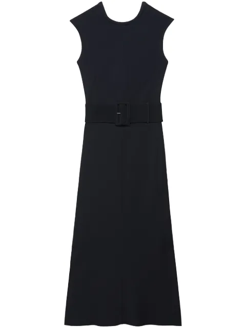 Another Tomorrow belted bias-cut midi dress Black A123DR035VI