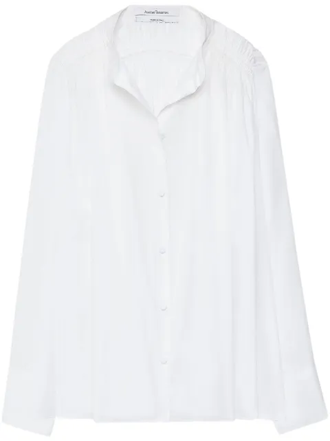 Another Tomorrow organic-cotton gathered voile blouse White A224BL067CO