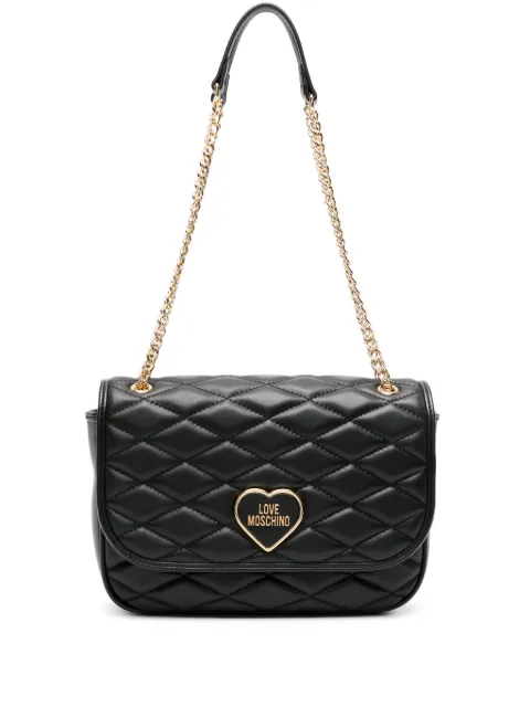 Love Moschino logo-lettering matelassé shoulder bag Black JC4136PP1IL1000A