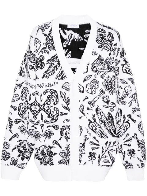 Off-White intarsia-knit V-neck cardi-coat White OMHB028S24KNI0010100