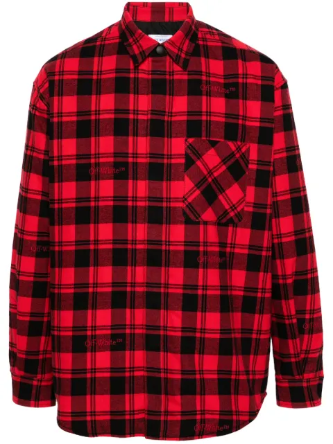 Off-White plaid-check flannel shirt jacket Red OMES003C99FAB0018500