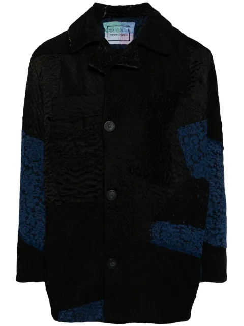 By Walid patchwork single-breasted coat Black 270181M