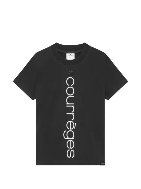 Courrèges logo-embroidered cotton T-shirt Grey 423JTS006JS0110