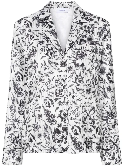 Off-White floral-print satin shirt White OWGE016S24FAB0010110