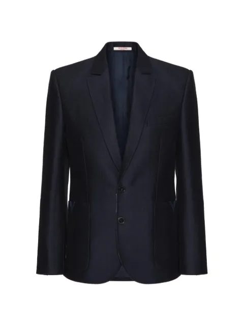 Valentino Garavani V-detail single-breasted blazer Blue VCEF759U6
