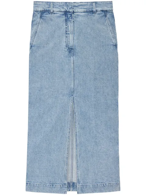 Another Tomorrow organic-cotton denim midi skirt Blue A124SK018CO