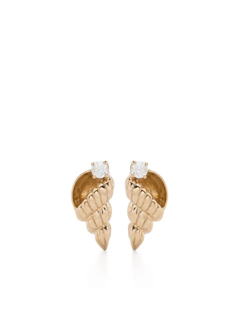 Yvonne Léon 9kt yellow gold Paire De Puces Nautilus diamond earrings Gold PAIREDEPUCESNAUTI