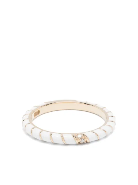 Yvonne Léon 9kt yellow gold Alliance Torsade Email diamond band ring Gold ALLMINITORSBLANCOJ
