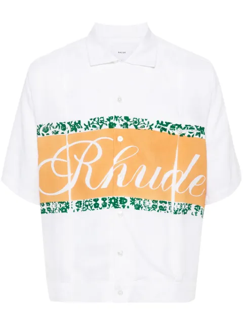 RHUDE logo-print chambray shirt Neutrals RHPS24SR1002306