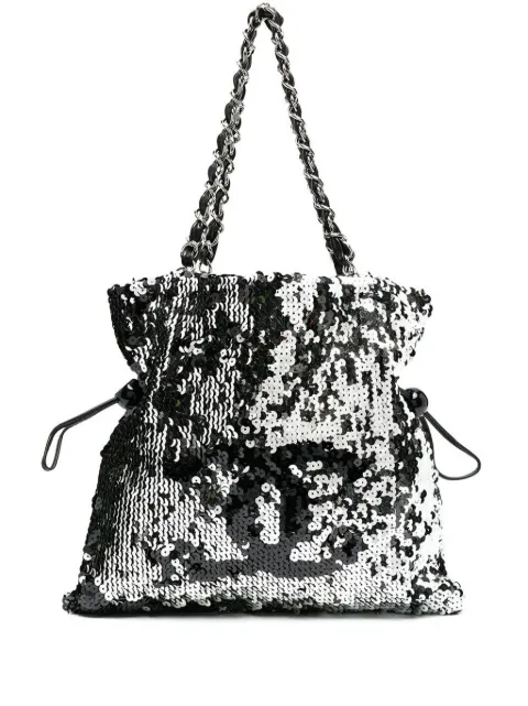 CHANEL Pre-Owned 2008 CC-logo sequin tote bag Black CHANELREVERSIBLESMALLSEQUINTOTE
