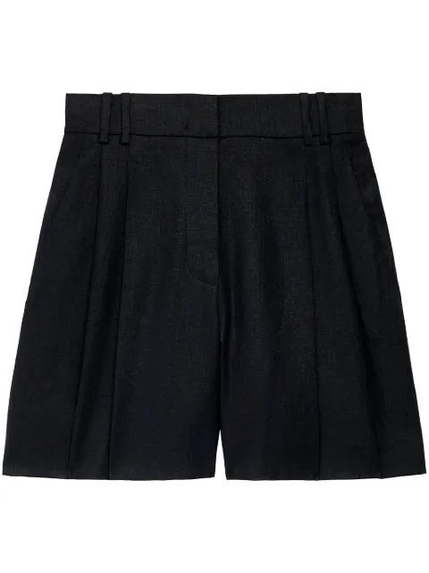 Another Tomorrow linen pleated shorts Black A224PT023LI