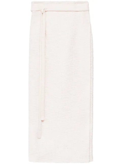 Another Tomorrow organic-cotton tweed wrap skirt Neutrals A124SK017CO