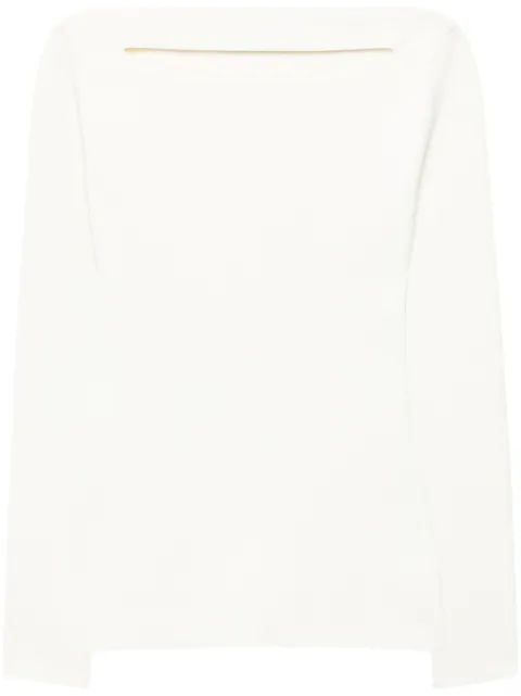 Another Tomorrow cut-out knitted top Neutrals A124KT113VI
