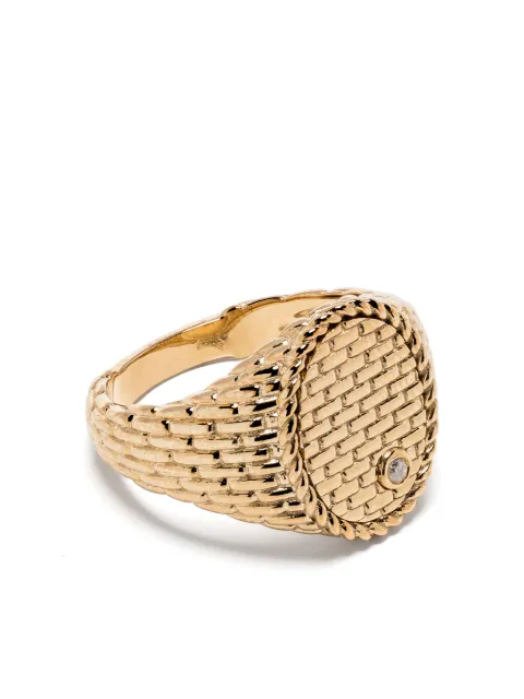 Yvonne Léon 9kt yellow gold Chevalière Ovale Cannage signet ring Gold CHEVAOVALCANNAGOJ