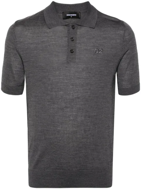 DSQUARED2 logo-embroidered fine-knit polo shirt Grey S74HA1433S18310