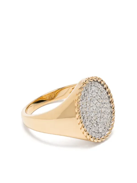 Yvonne Léon 18kt yellow gold Chevalière Ovale diamond signet ring Gold CHEVAOVALDEMIDIAOJ