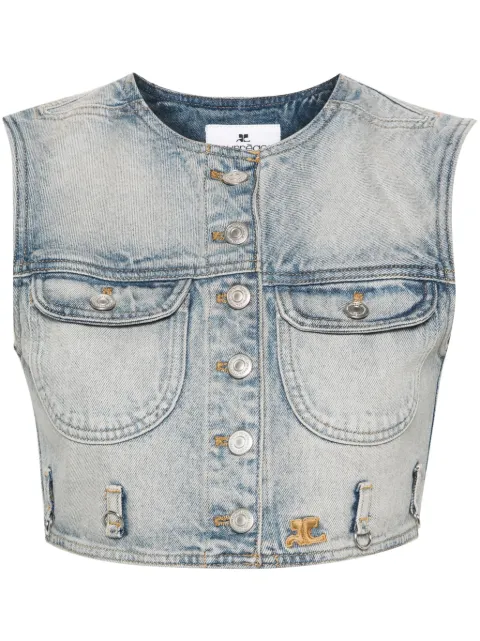 Courrèges Multiflex cropped denim vest Blue 124DBL153DE0016