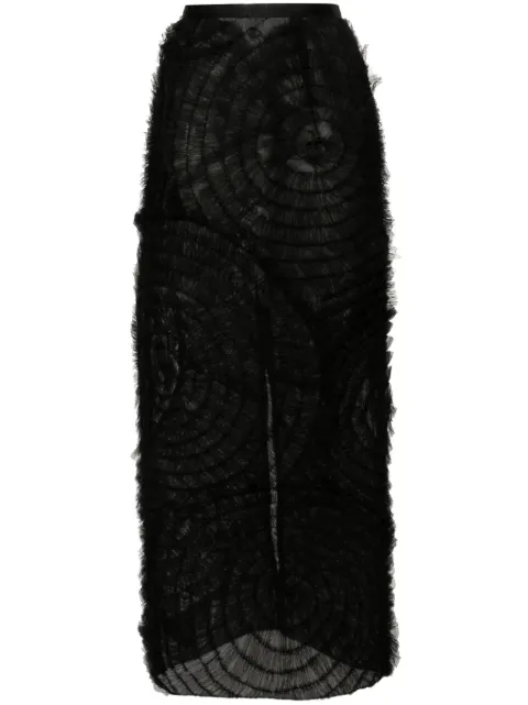 Huishan Zhang ruffled sheer maxi skirt Black HPS240210