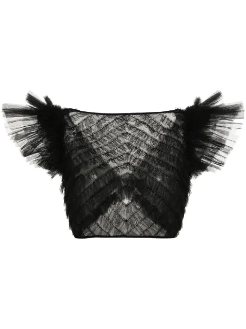 Huishan Zhang ruffled tulle top Black HPS240301