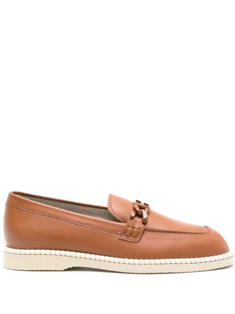 Hogan logo-buckle leather loafers Brown HXW6420FG90LE9