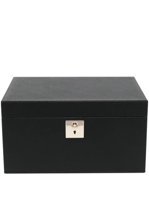 Smythson Panama textured-leather jewellery box Black 1028654