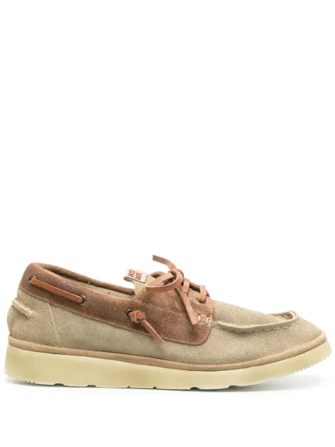 Moma logo-patch suede boat shoes Neutrals 13401AGRGR