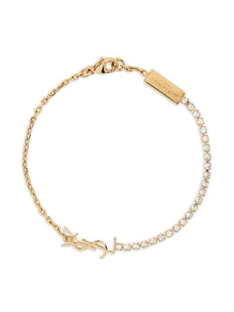 Saint Laurent Cassandre charm bracelet in metal and rhinestone Gold 712345Y1526