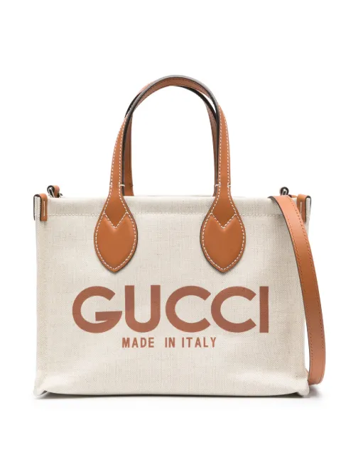 Gucci mini logo-print tote bag Neutrals 772144FACUL