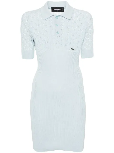 DSQUARED2 open-knit polo-collar dress Blue S72CV0519D13009