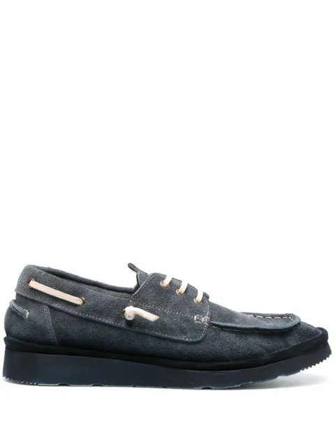 Moma suede tonal boat shoes Blue 13401AGRI