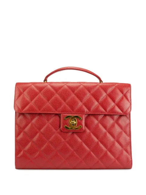 CHANEL Pre-Owned 1994 diamond-quilted briefcase Red CHANELREDCAVIARBRIEFCASE