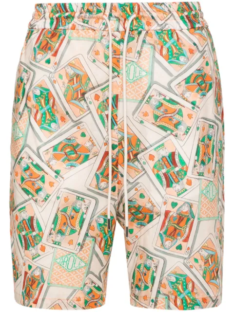 Drôle De Monsieur Jeu De Cartes linen blend shorts Neutrals DBS138LI002