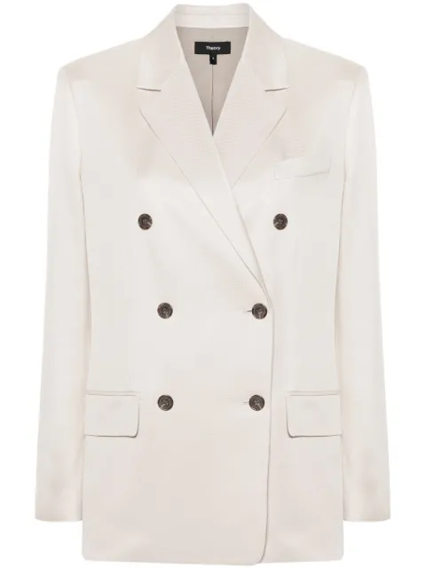 Theory notched-lapels double-breasted blazer Neutrals N1106113