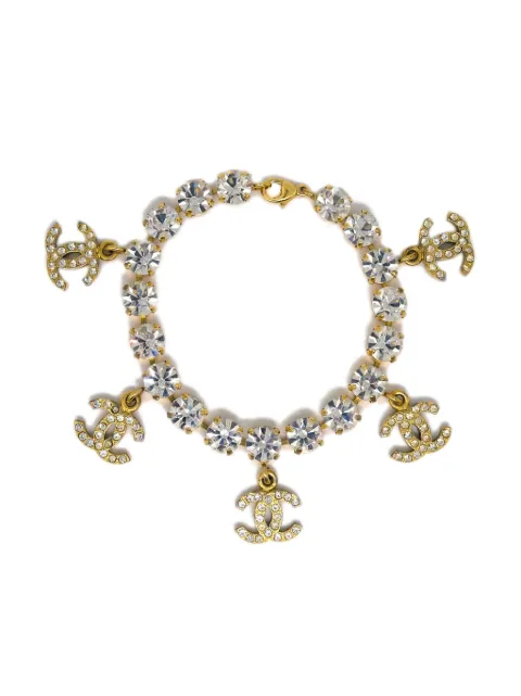 CHANEL Pre-Owned 1995 crystal-embellished CC-logo bracelet Gold BR95P