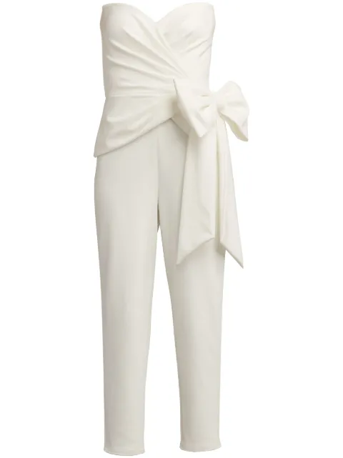 Tadashi Shoji bow-detail cropped jumpsuit White BOS23593YIVORY