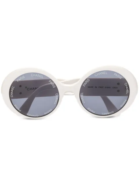 CHANEL Pre-Owned 1993 CC logo round-frame sunglasses White CHANELPARISMULTIPLECCWHITESUNGLASSES