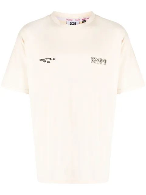 GCDS slogan-print cotton T-shirt Neutrals A1OM2308JC3