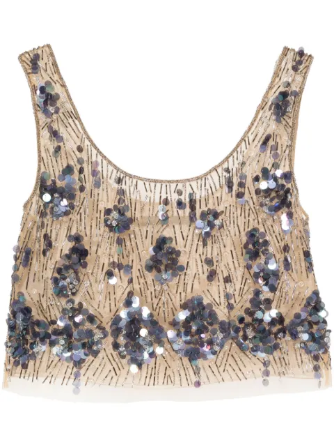 Alberta Ferretti bead-embellished top Neutrals AEF241U08221648