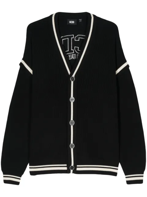 GCDS logo-embroidered cotton cardigan Black A1CU1804KB1
