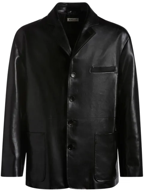 Bally single-breasted leather blazer Black MLE04HPE062